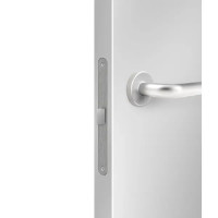 Дверь межкомнатная глухая Пронто 60x200 см Hardflex цвет белый жемчуг с замком и петлями