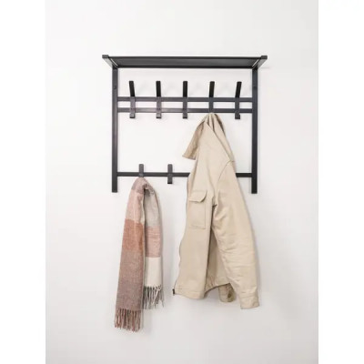 Вешалка настенная для одежды с полкой Торонто 22 14 крючков 67x51.5x27 см цвет черный
