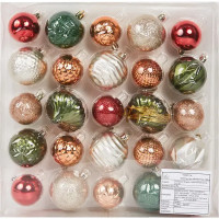 Набор новогодних шаров Christmas ø5-6 см полистирол цвет красный матовый 25 шт.