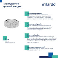 Лейка для верхнего душа Milardo Dale DAL25C0M64 круглая цвет хром