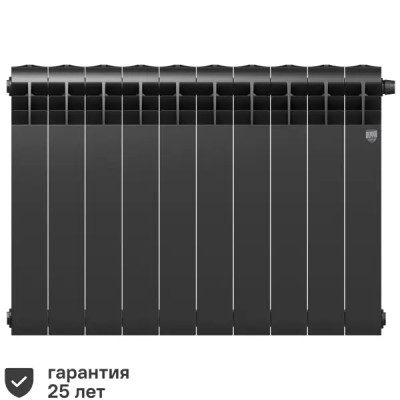 Радиатор секционный Royal Thermo Biliner RTBNSVR50010 500/87 10 секций нижнее правое подключение биметалл черный