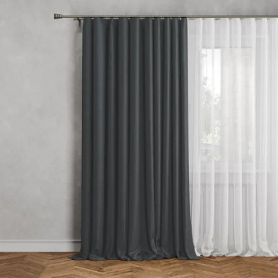 Штора на ленте блэкаут Кирустик 160x260 см цвет темно-серый