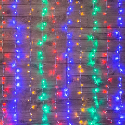 Гирлянда светодиодная Занавес Дождь 1.5x1 м 96 LED, ПВХ, мультисвет