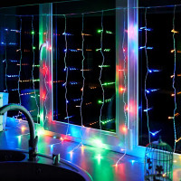 Гирлянда светодиодная Занавес Дождь 1.5x1 м 96 LED, ПВХ, мультисвет