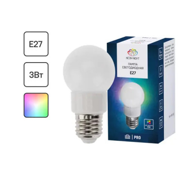 Лампа светодиодная E27 9 LED ø50 мм RGB