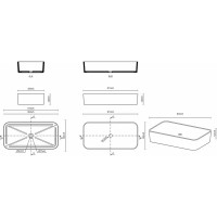 Раковина Slim Square 80 накладная на столешницу 81x37 см