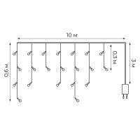 Электрогирлянда наружная Uniel Бахрома 10 м 248 ламп бело-голубой цвет света 1 режим