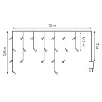 Электрогирлянда наружная Uniel Бахрома 10 м 248 ламп бело-янтарный цвет света 1 режим