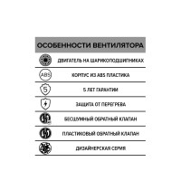 Вентилятор осевой вытяжной Diciti Rio D100 мм 32 дБ 100 м3/ч обратный клапан цвет черный матовый