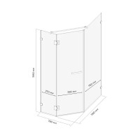 Душевой уголок Март Астра пентагональный 118x78 см черный профиль прозрачное стекло распашной