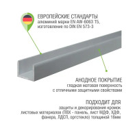 П-профиль Alberts 19.9x15x2x2000 мм, алюминий