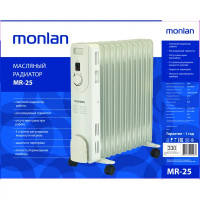Обогреватель масляный Monlan MR-25 с механическим термостатом 2500 Вт 11 секций цвет белый