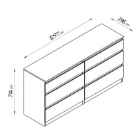 Комод Праксис 6 ящиков 129.7x71.4x39.6 см КДСП цвет белый