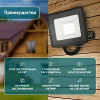 Прожектор светодиодный уличный Эра LPR-024-020 20 Вт 6500К IP65 нейтральный белый свет