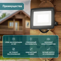 Прожектор светодиодный уличный Эра LPR-024-050 50 Вт 6500К IP65 нейтральный белый свет