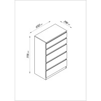 Комод Праксис 5 ящиков 65x111.6x39.6 см КДСП цвет белый