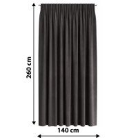 Штора на ленте 140x260 см цвет графит