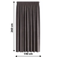 Штора на ленте 140x260 см цвет серый