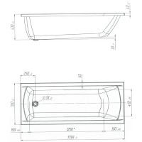 Ванна 100Acryl Ницца акриловая 175x70 см каркас в комплекте