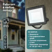 Прожектор светодиодный уличный Эра LPR-024-070 70 Вт 6500К IP65 нейтральный белый свет