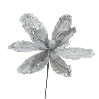 Цветок искусственный серебристый, 32x32x53 см
