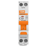 Дифференциальный автомат TDM Electric 63М 2P N C10 А 10 мА 4.5 кА АС