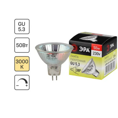 Лампа галогеновая Эра GU5.3-JCDR-50W-230V-CL GU5.3 230 В 50 Вт капсула 600 лм