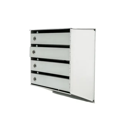 Почтовый ящик секционный вертикальный 4, металл, цвет серый