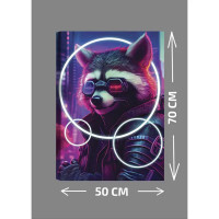 Картина Неоновый енот 50x70 см
