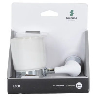 Стакан для зубных щёток Swensa Lock SWR-6600-03-CRM, подвесной, керамика/металл, цвет белый/хром
