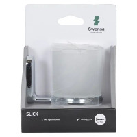 Стакан для зубных щёток Swensa Slick SWR-5600-03, подвесной, стекло/металл, цвет прозрачный/хром