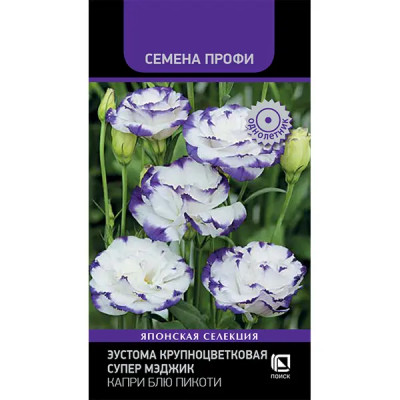 Семена цветов Поиск эустома крупноцветковая Супер Мэджик Капри Блю Пикоти