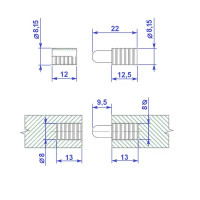 Шкант 8x12/20 мм сталь цвет цинк