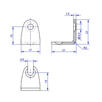 Стяжка угловая 21x21x17x1.5 мм сталь цвет серый 4 шт.