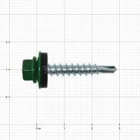 Саморезы кровельные по дереву с буром RAL 6005 4.8x29 мм 100 шт.