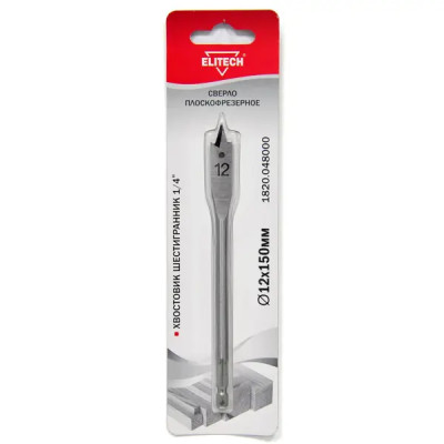 Сверло перовое по дереву Elitech 1820.048000 12x150 мм