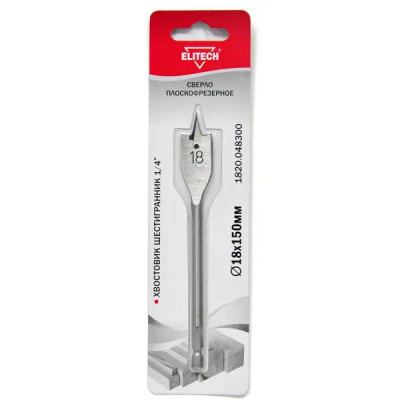 Сверло перовое по дереву Elitech 1820.048300 18x150 мм