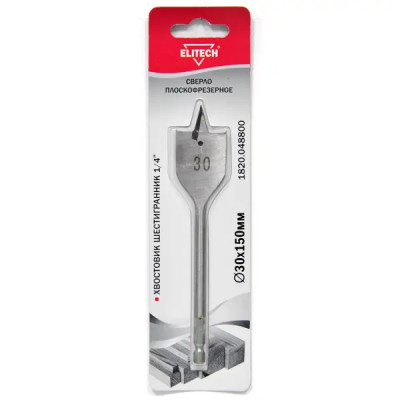 Сверло перовое по дереву Elitech 1820.048800 30x150 мм