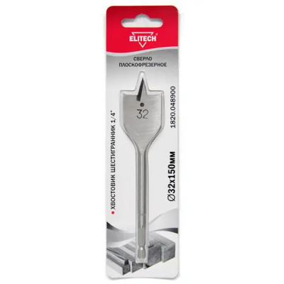 Сверло перовое по дереву Elitech 1820.048900 32x150 мм