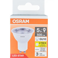 Лампа светодиодная Osram GU10 5 Вт/827 теплый белый свет