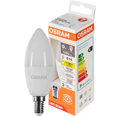 Лампа светодиодная Osram E14 9 Вт/827 теплый белый свет