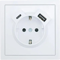 Розетка TC и USB встраиваемая Lezard Zima с заземлением цвет белый