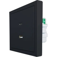 Розетка TC и USB встраиваемая Lezard Zima без заземления цвет черный бархат