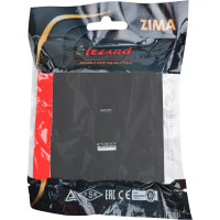 Розетка TC и USB встраиваемая Lezard Zima без заземления цвет черный бархат