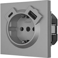 Розетка TC и USB встраиваемая Lezard Zima с заземлением цвет серый матовый