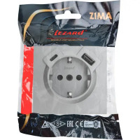Розетка TC и USB встраиваемая Lezard Zima с заземлением цвет серый матовый
