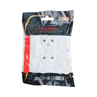 Розетка двойная встраиваемая Lezard Zima без заземления цвет белый