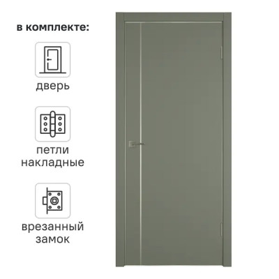 Дверь межкомнатная глухая с замком и петлями в комплекте Сити 1 60x200 см ПВХ цвет форте тренто