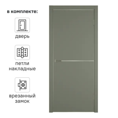 Дверь межкомнатная глухая с замком и петлями в комплекте Сити 2 60x200 см ПВХ цвет форте тренто