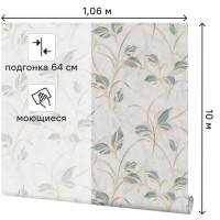 Обои флизелиновые Palitra Home Pro-Fleur зеленые 1.06 м HC31221-17A